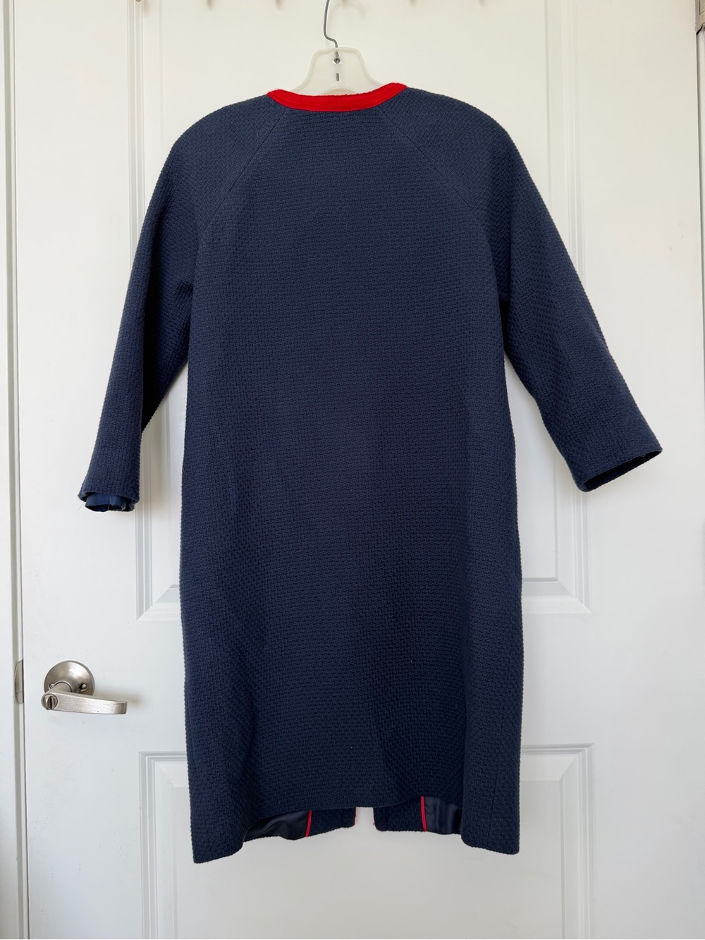 Boden Eadie Textured Coat Navy Red Trim Zip Front US 2 UK 6 Womens Lined - Picture 4 of 7